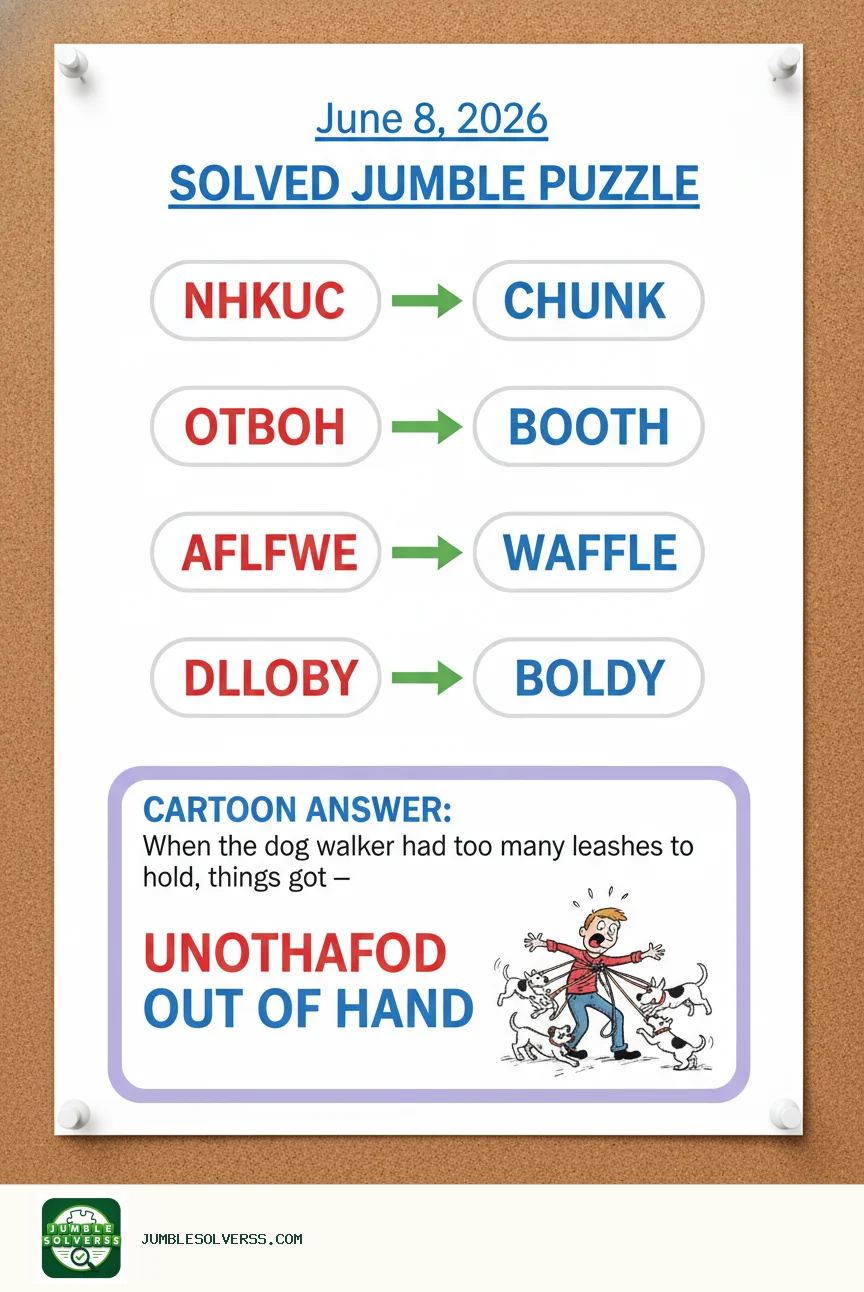 Solved Jumble puzzle for June 8, 2026