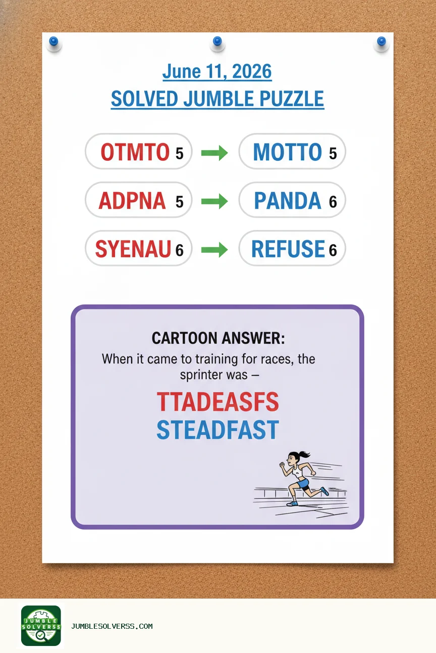 Solved Jumble puzzle for June 11, 2026