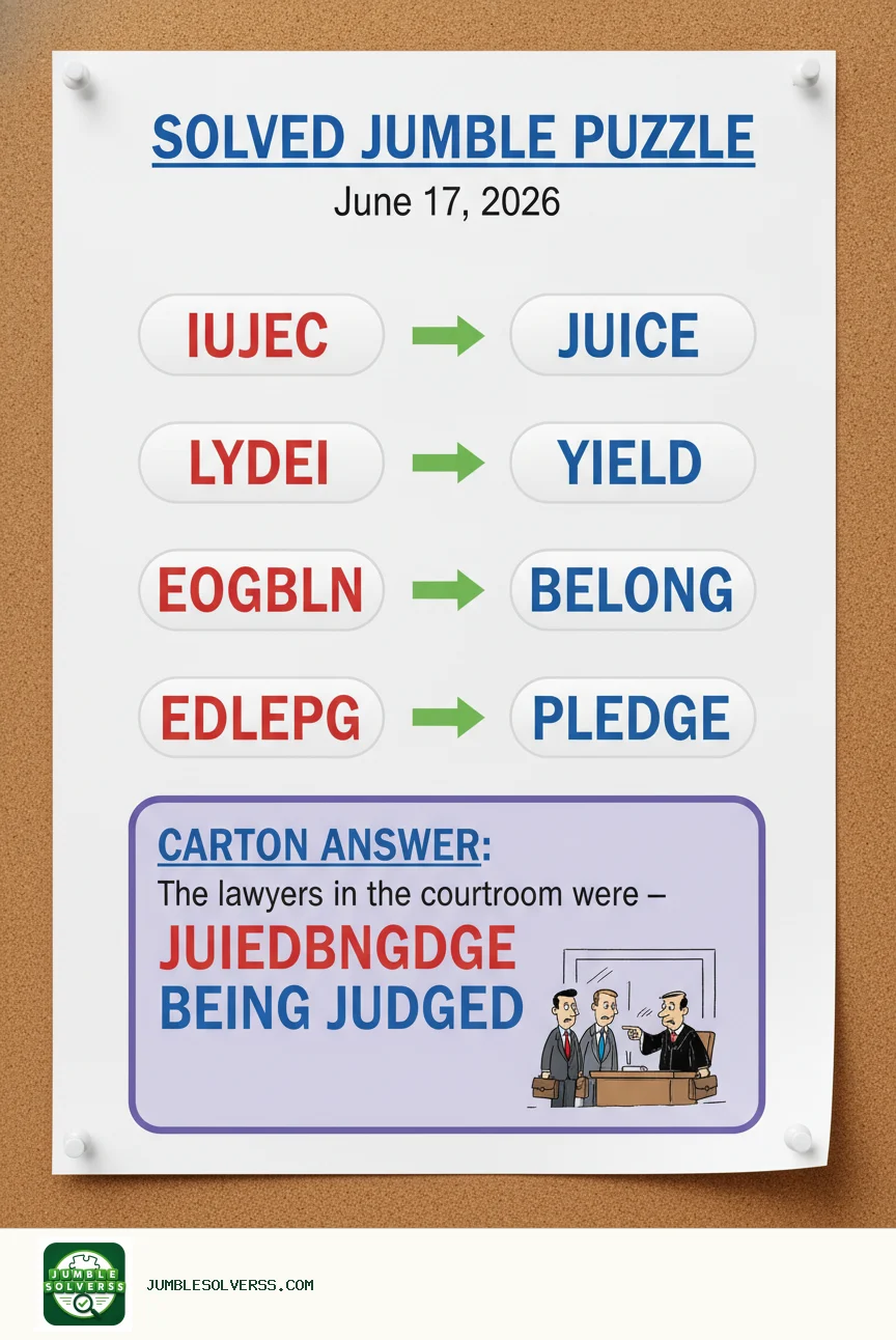 Solved Jumble puzzle for June 17, 2026