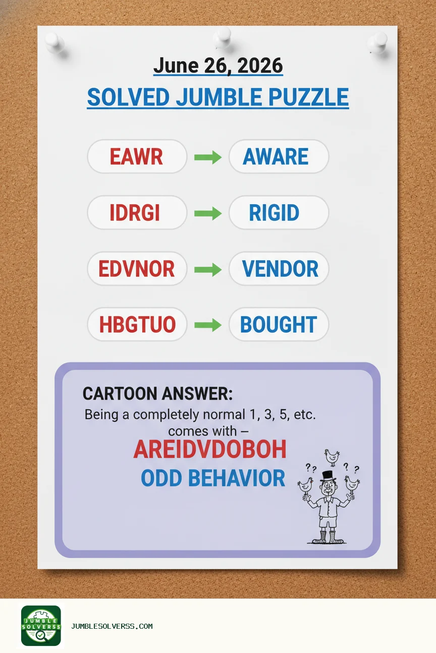 Solved Jumble puzzle for June 26, 2026