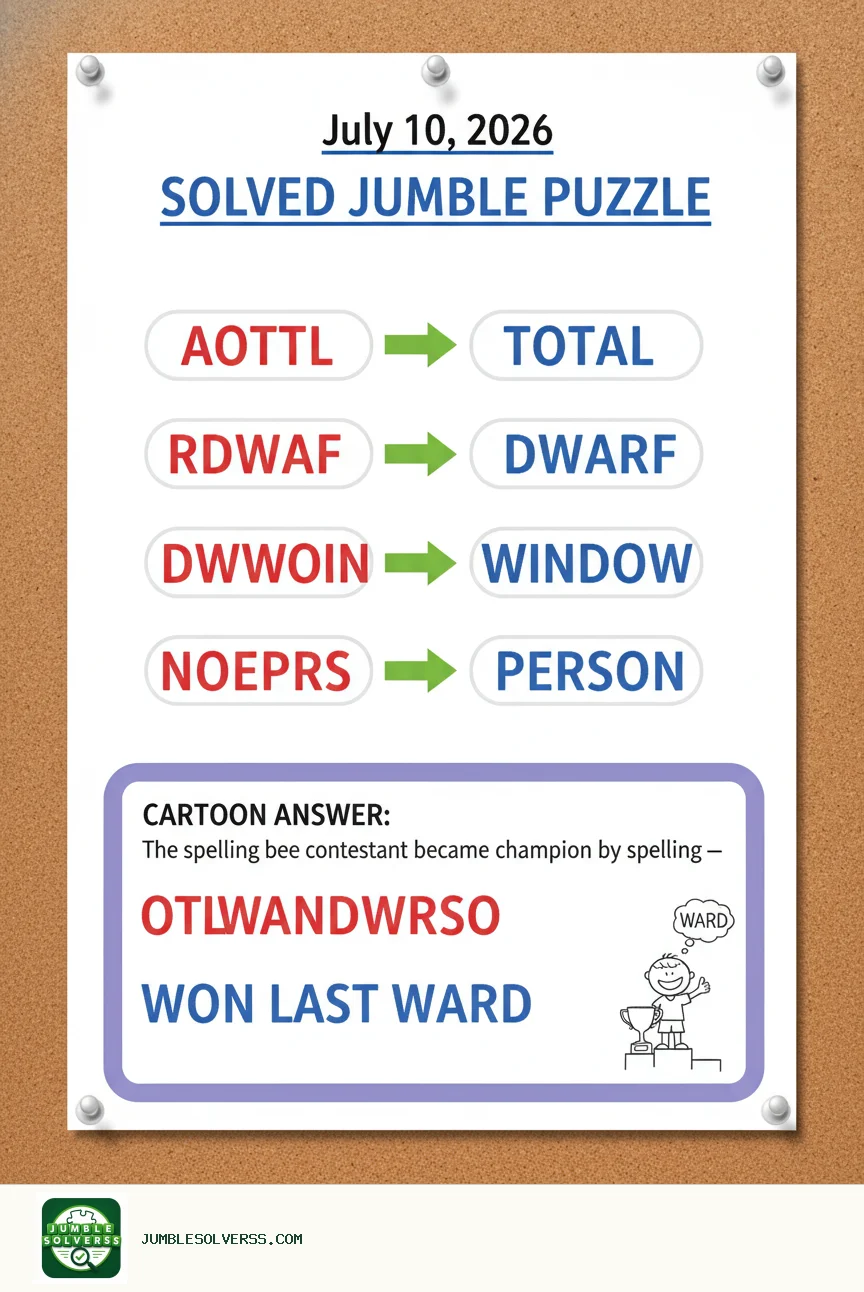 Solved Jumble puzzle for July 10, 2026