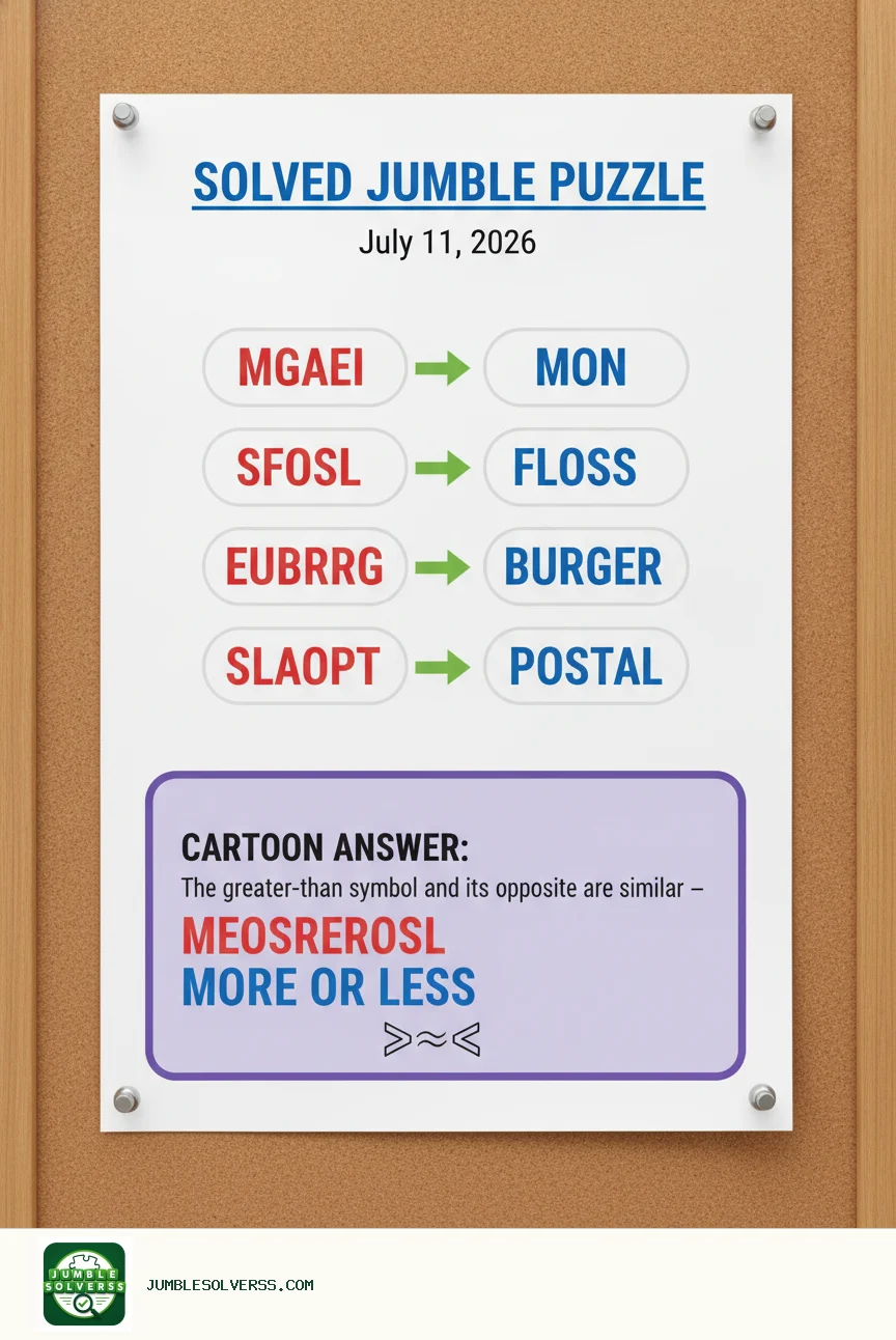 Solved Jumble puzzle for July 11, 2026