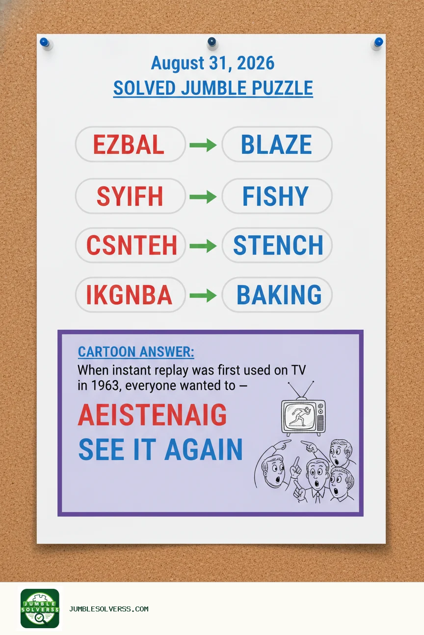 Solved Jumble puzzle for August 31, 2026