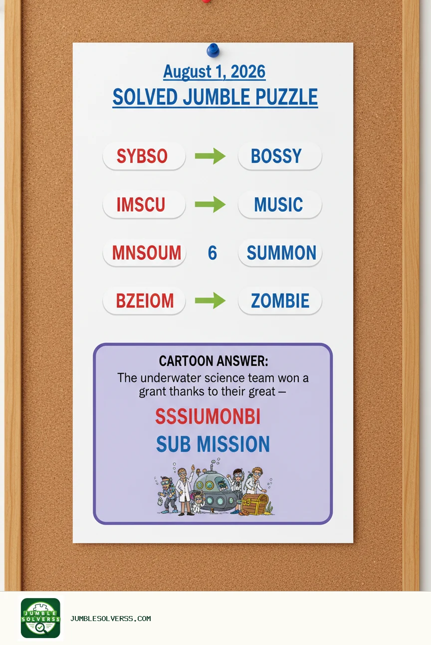 Solved Jumble puzzle for August 1, 2026