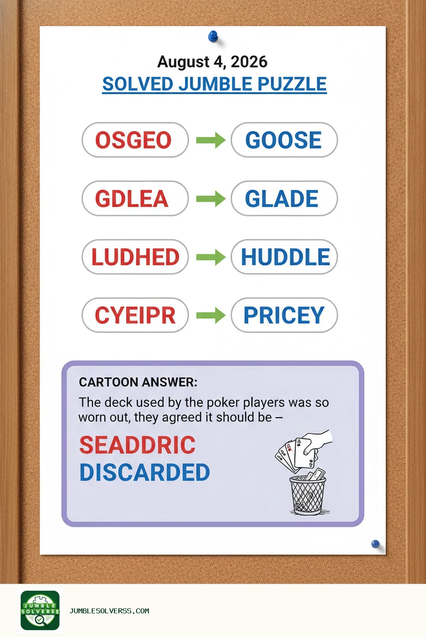 Solved Jumble puzzle for August 4, 2026