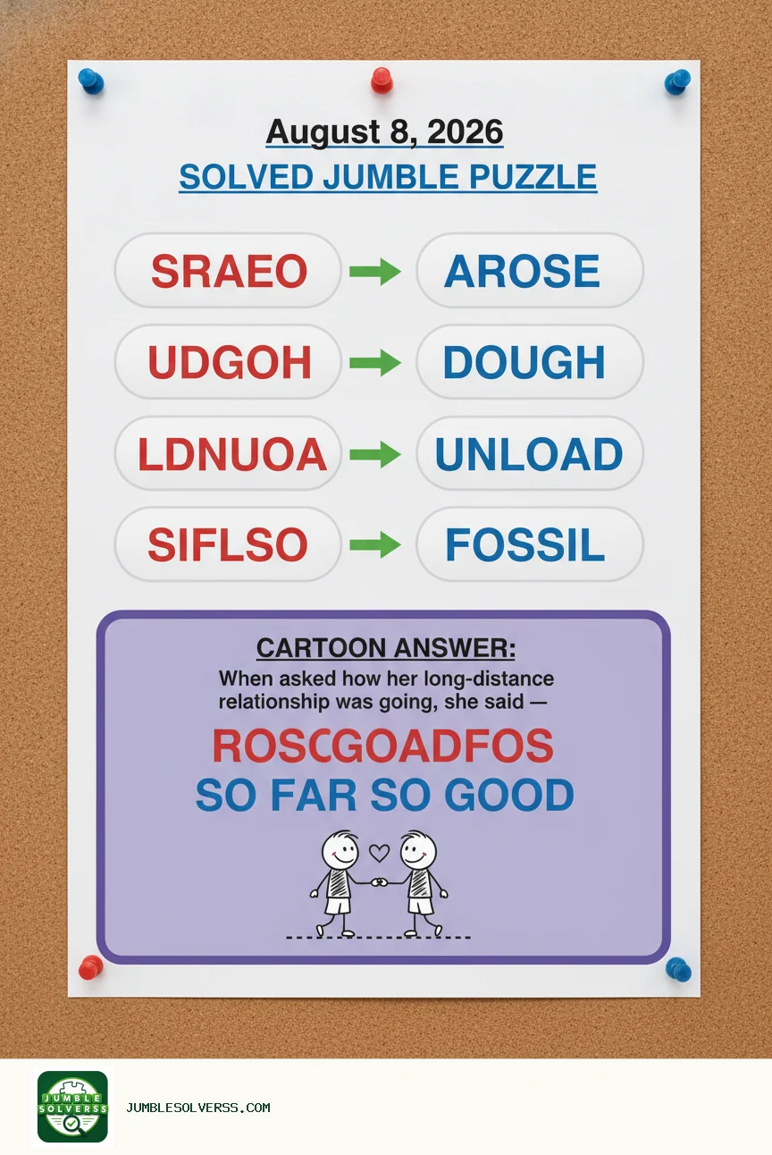 Solved Jumble puzzle for August 8, 2026