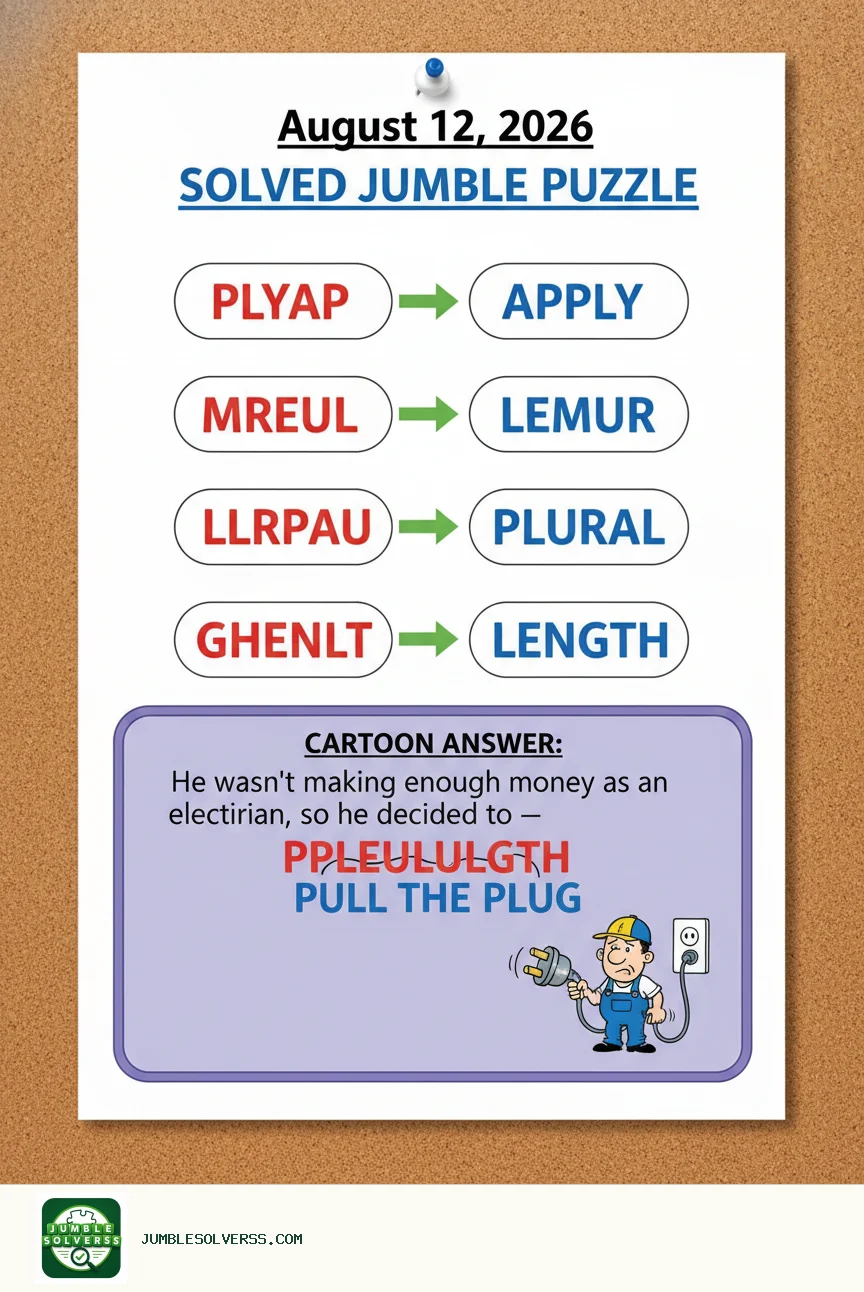 Solved Jumble puzzle for August 12, 2026