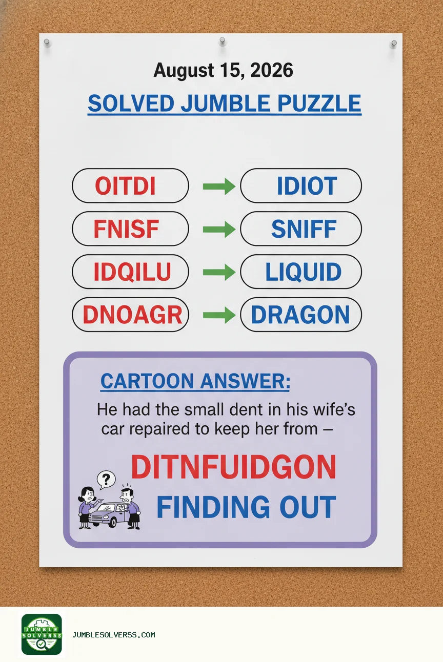 Solved Jumble puzzle for August 15, 2026