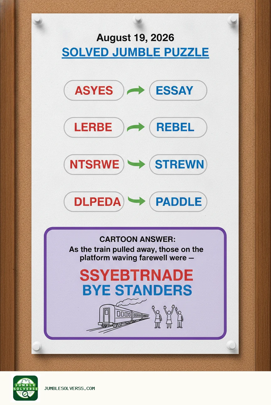 Solved Jumble puzzle for August 19, 2026
