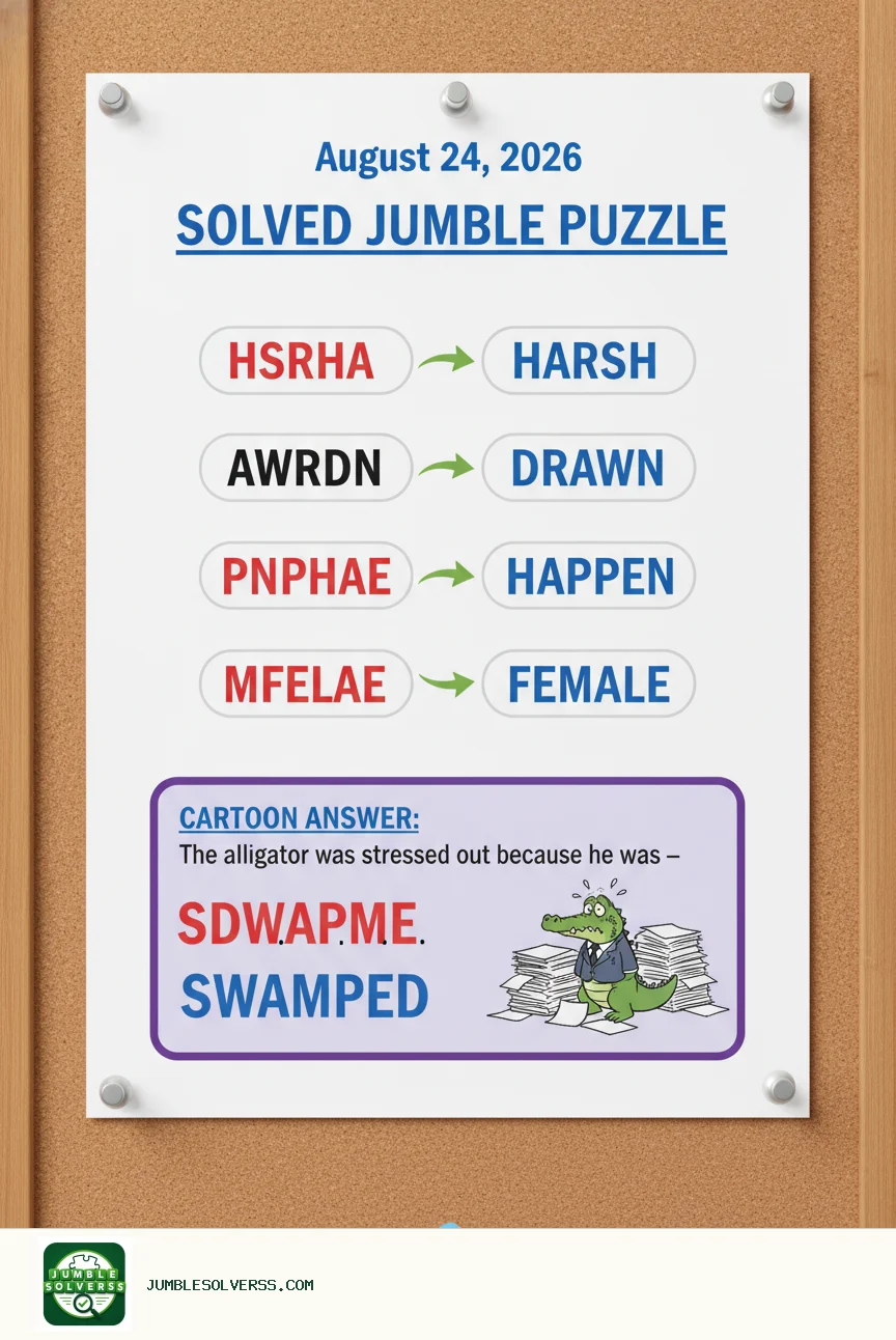 Solved Jumble puzzle for August 24, 2026