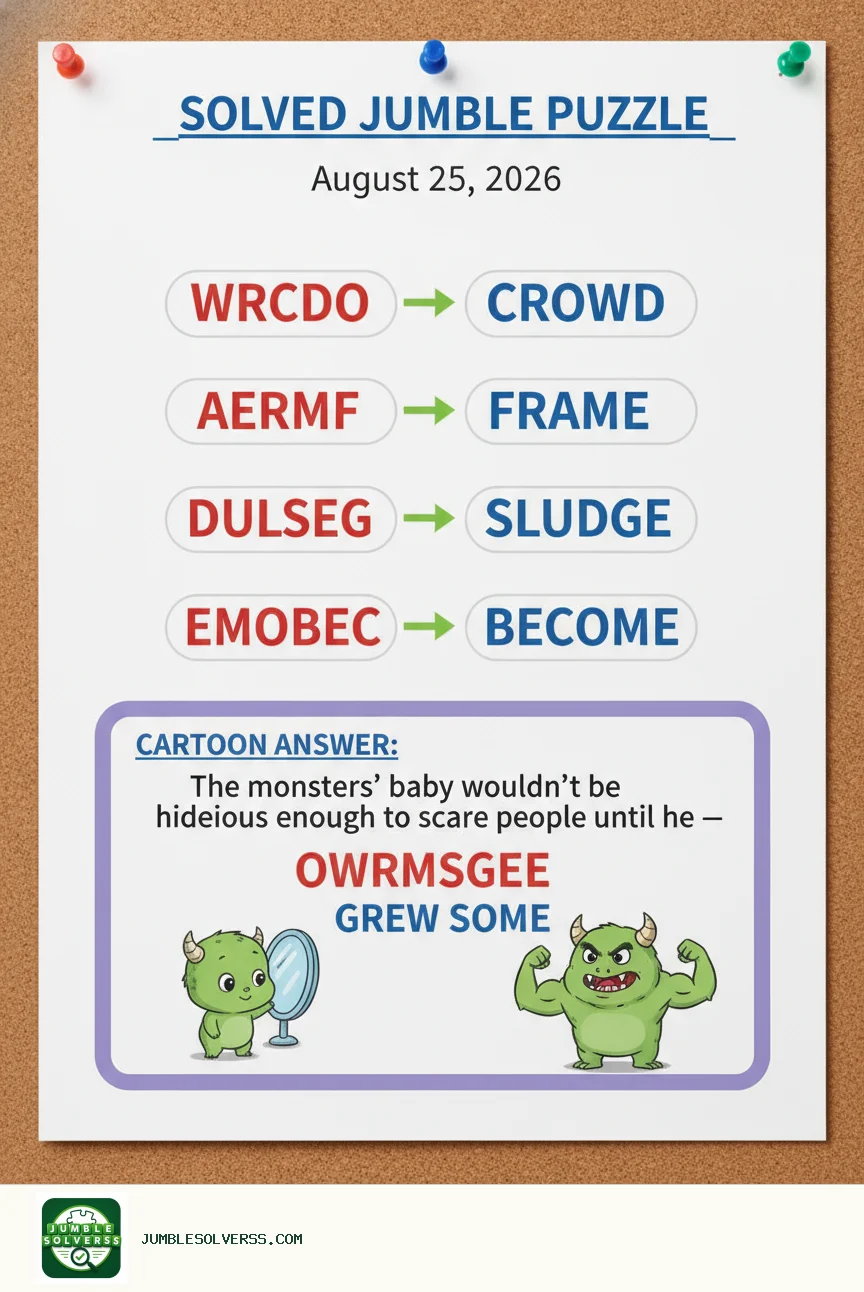 Solved Jumble puzzle for August 25, 2026
