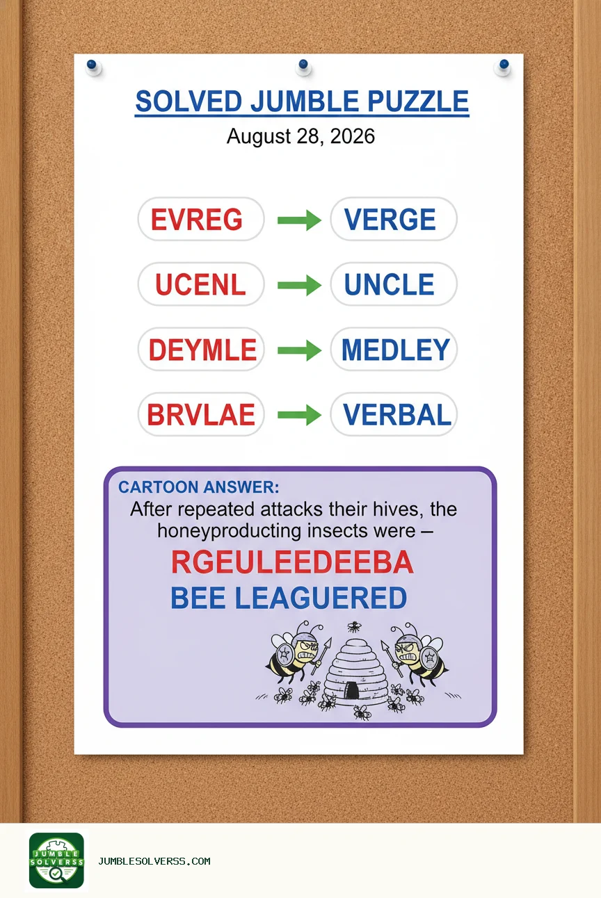 Solved Jumble puzzle for August 28, 2026