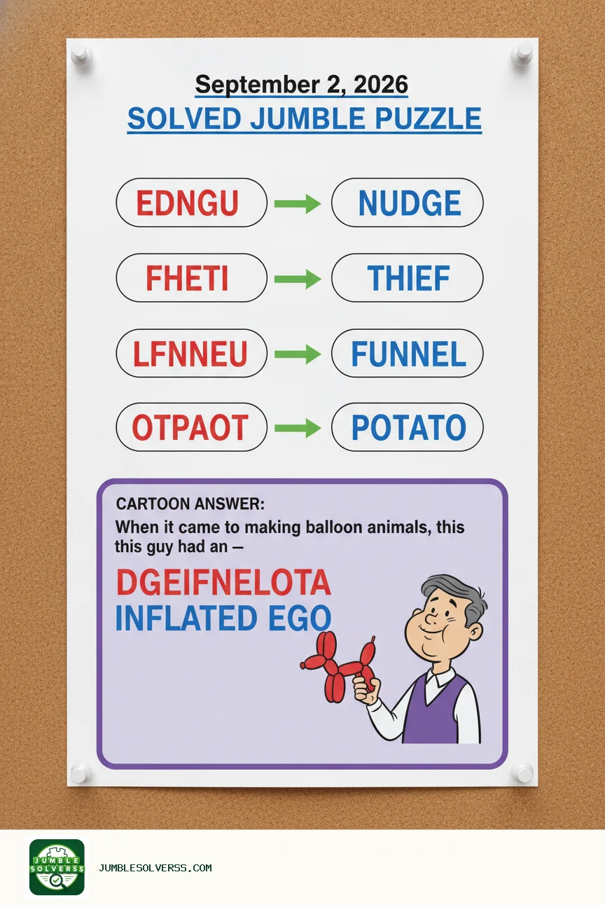 Solved Jumble puzzle for September 2, 2026