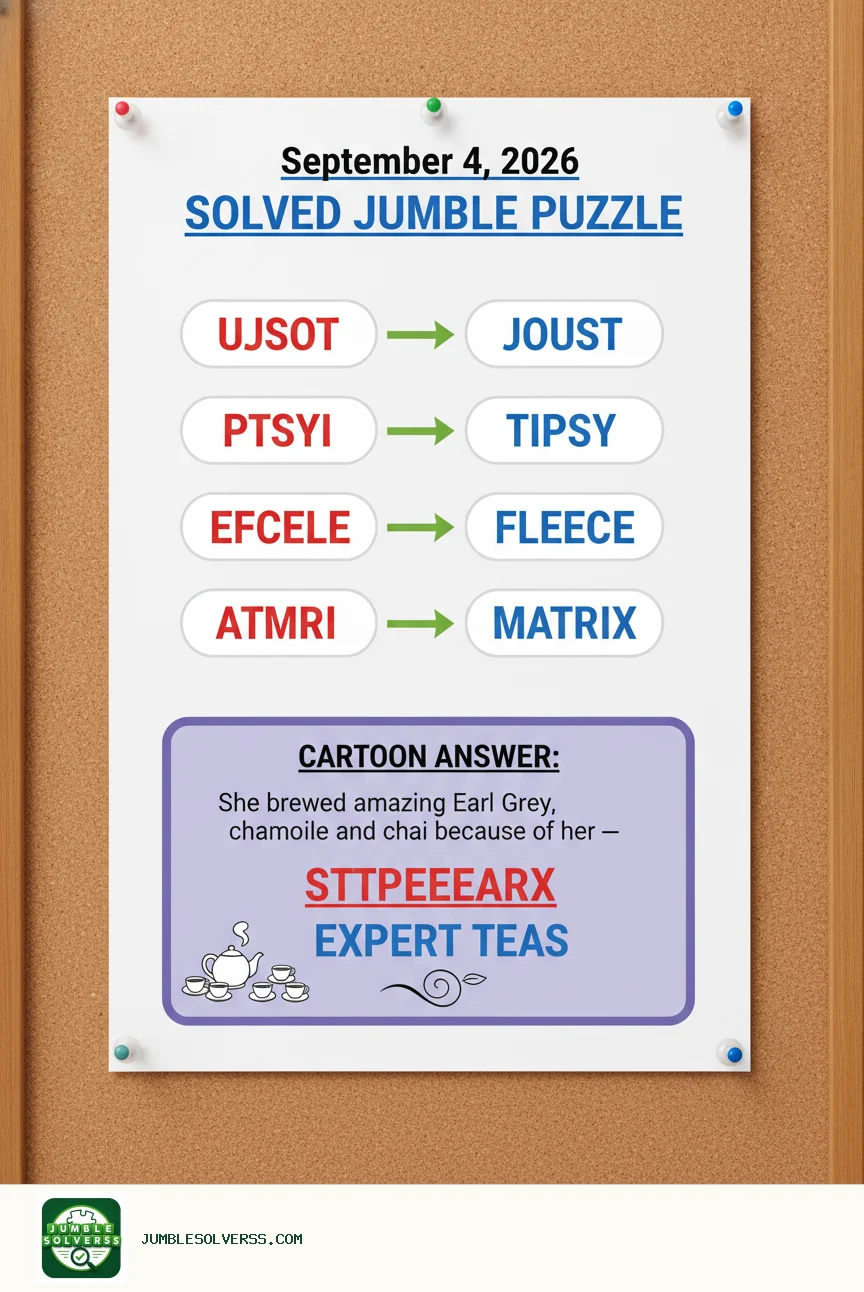Solved Jumble puzzle for September 4, 2026