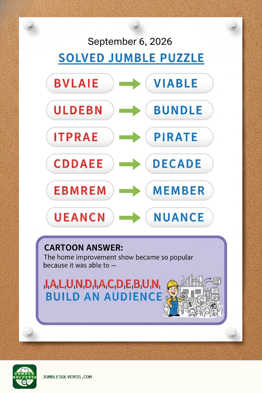 Solved Jumble puzzle for September 6, 2026