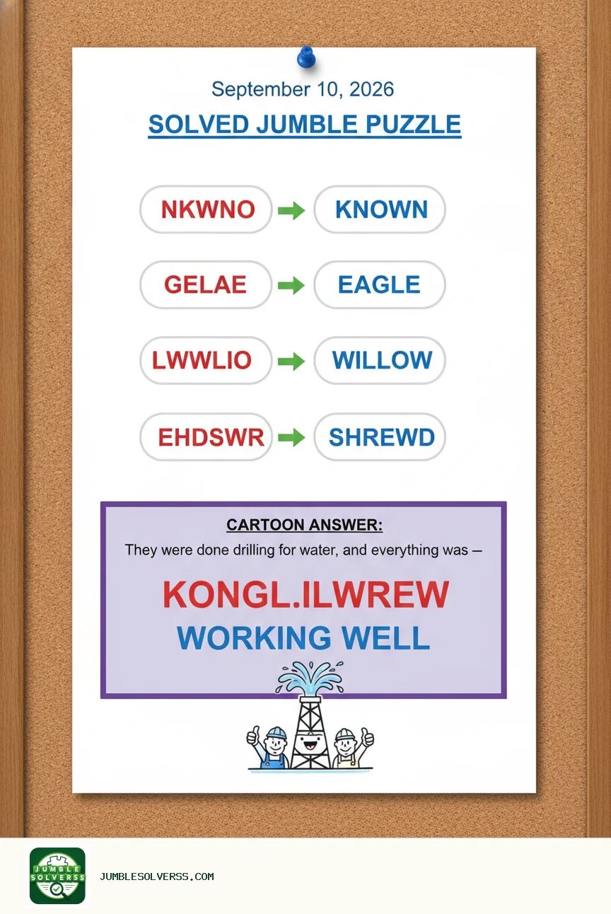 Solved Jumble puzzle for September 10, 2026