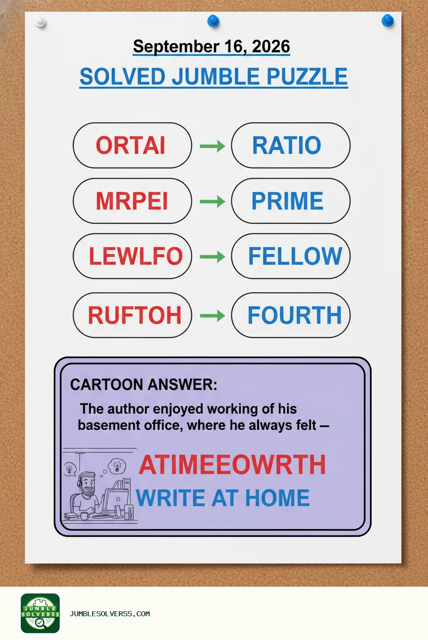 Solved Jumble puzzle for September 16, 2026