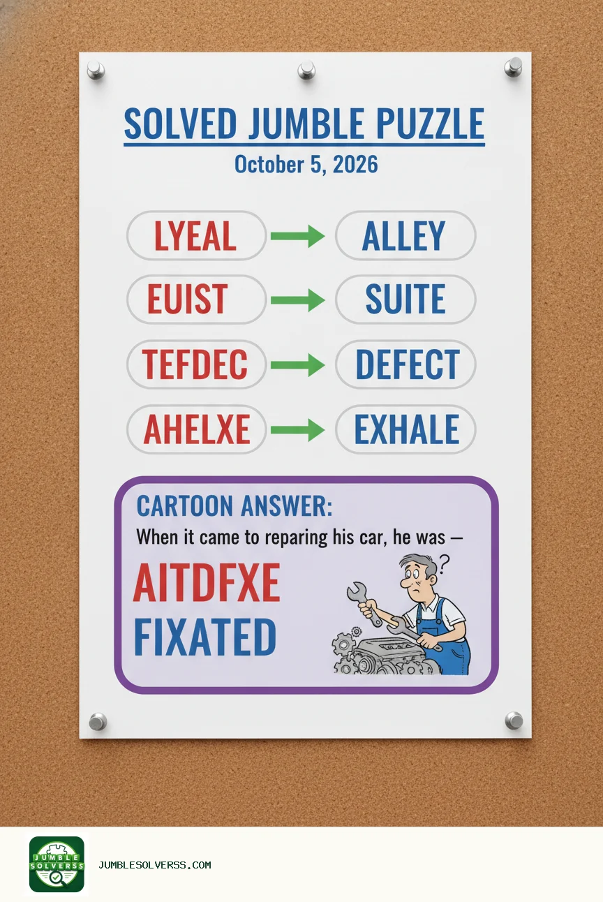 Solved Jumble puzzle for October 5, 2026