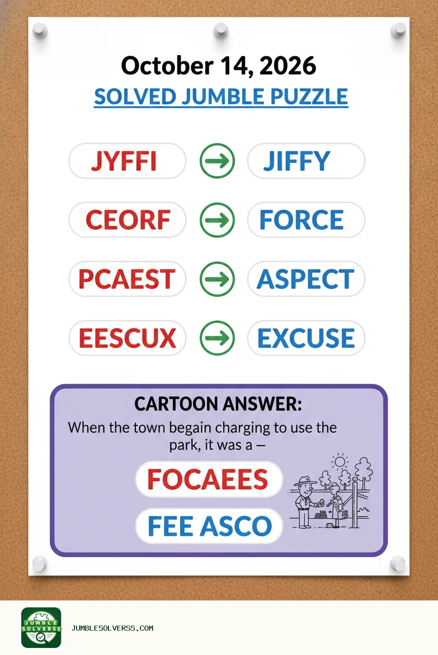 Solved Jumble puzzle for October 14, 2026