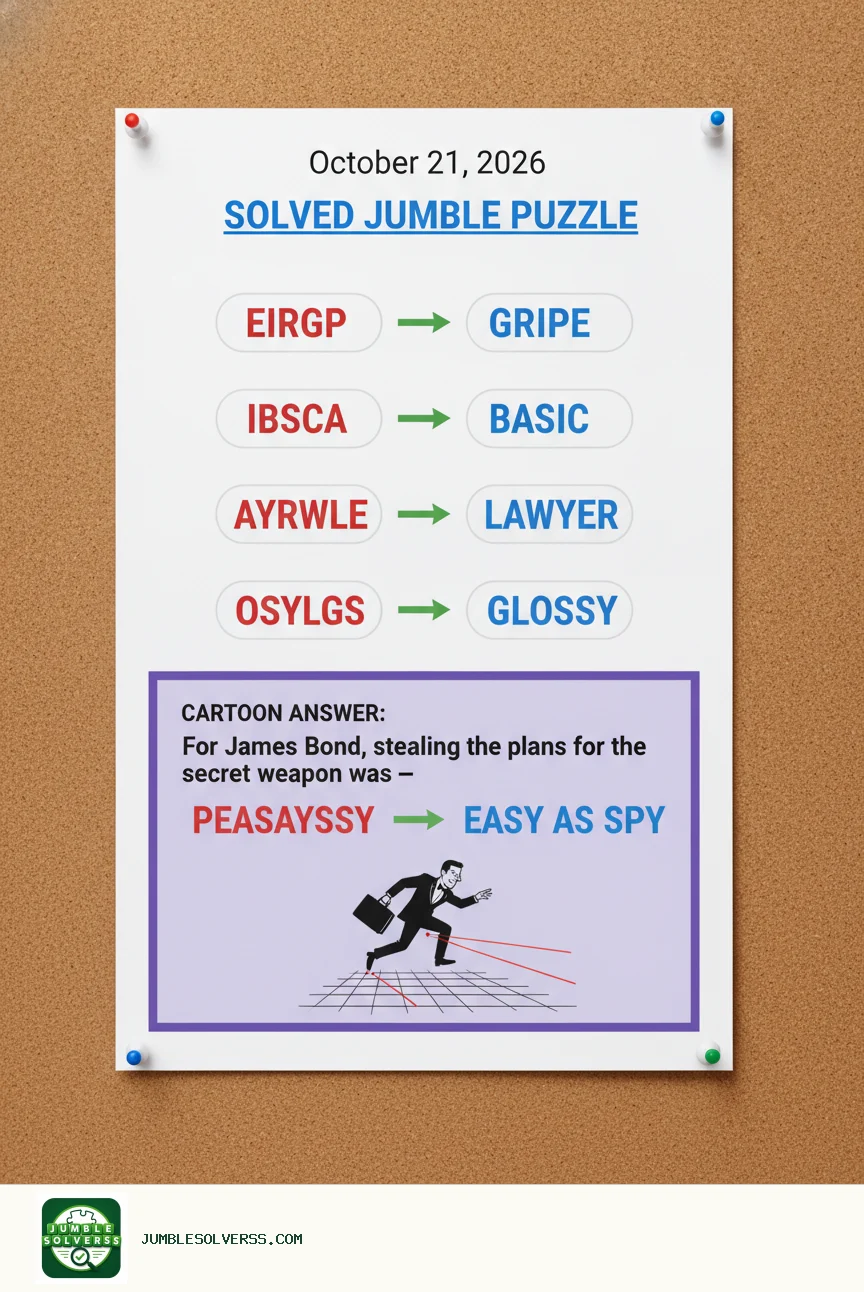 Solved Jumble puzzle for October 21, 2026