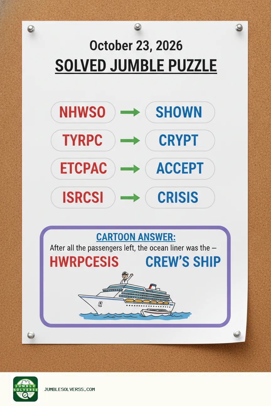 Solved Jumble puzzle for October 23, 2026