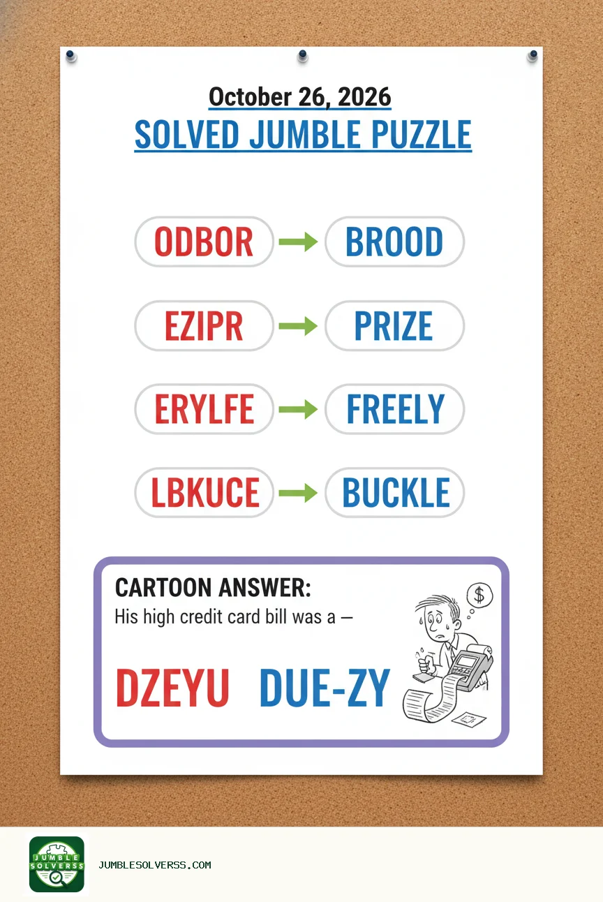 Solved Jumble puzzle for October 26, 2026