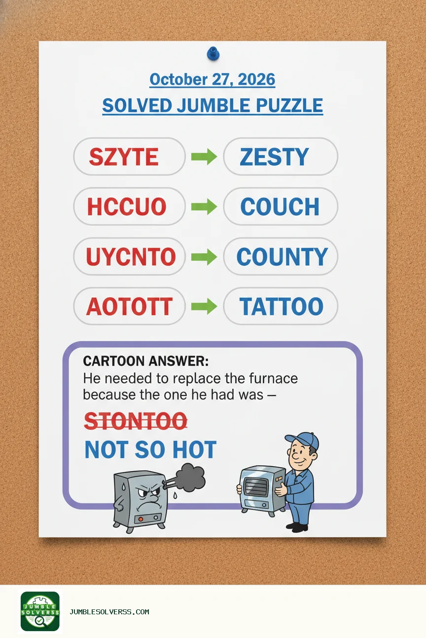 Solved Jumble puzzle for October 27, 2026